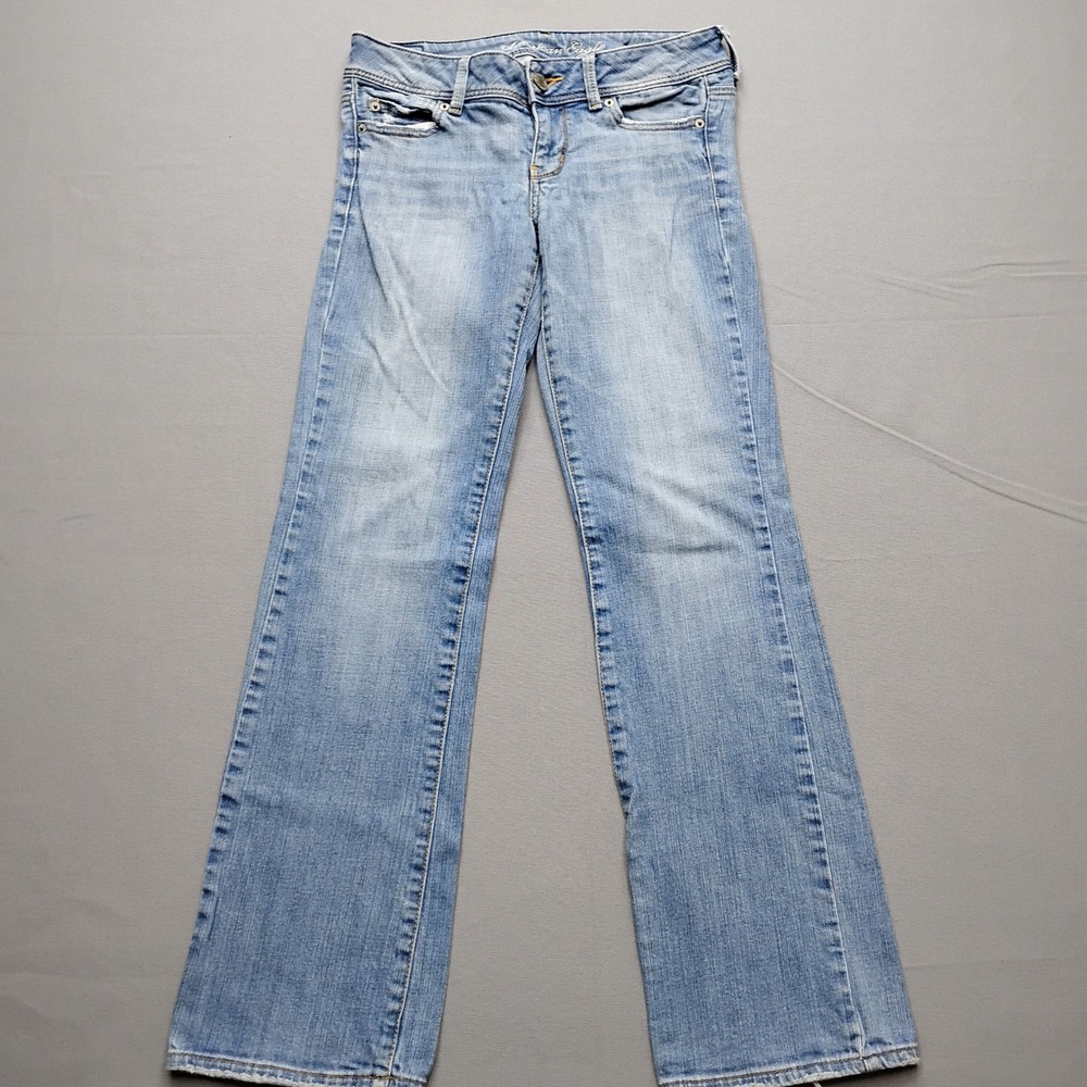 American Eagle Slim Boot Jeans Light Wash Low Rise Stretch Denim Womens 4